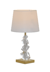 Abajur de Metal Bronze com Cristal Transparente e Cúpula de Linho Branco 33x56cm (Sem Lâmpada)