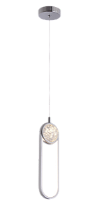 Pendente Cilíndrico de Cristal 10x30CM 17W 1275LM 3000K Bivolt Metal Cromado com Cabo de 2M