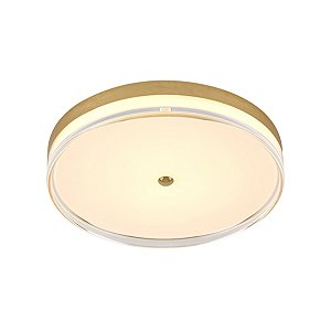 Plafon LED Redondo 60W 3000K/4500K/6000K 4800LM Bivolt Metal Dourado Escovado e Acrílico 40cm