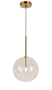 Pendente de Metal Bronze e Vidro Transparente com Lâmpada G4 5W 3000K Incluída - 25cm de Diâmetro e Cabo de 1m