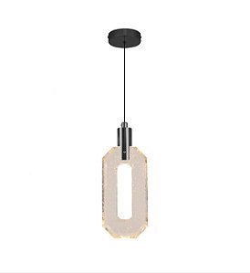 Pendente de Metal Preto e Cristal LED 5W 3000K Bivolt com Cabo de 2M