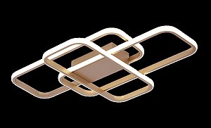 Plafon LED 70×45cm 78W 3000K 4000K 6000K 5850lm Bivolt Alumínio Dourado e Silicone