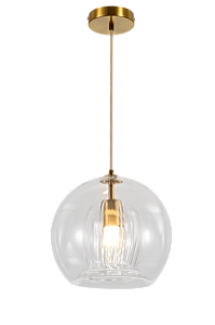 Pendente 25CM E27×1 Metal Bronze+Vidro Transparente Cabo:1M