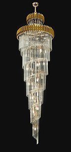 Pendente de Cristal Dourado para 34 Lâmpadas E14 80×250cm