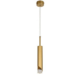 Pendente LED 5W 3000K 500LM Bivolt Metal Dourado e Cristal com Cabo de 1,5M