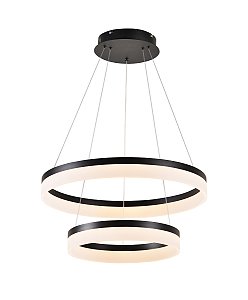 Pendente LED Luz Direta 63W 3000K Bivolt Alumínio Preto e Acrílico com Cabo de 2,5M