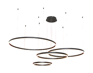 Pendente LED Luz Direta 40×60×80×100CM 175W 12250LM 3000K Bivolt Alumínio Preto e Acrílico com Cabo de 4M