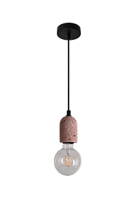Pendente de Metal e Concreto Rosa com Pedra, Soquete E27, Cabo de 2m