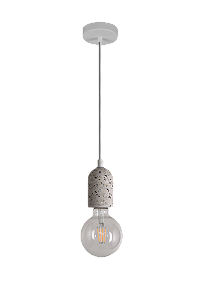 Pendente de Metal e Concreto com Pedra E27 6x9cm Cabo 2m