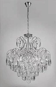 Pendente de Cristal 50x58cm para 5 Lâmpadas E14 em Metal Cromado