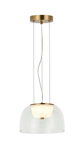 Pendente LED 22×13CM 12W 1200LM 3000K Bivolt Metal Bronze e Vidro Transparente