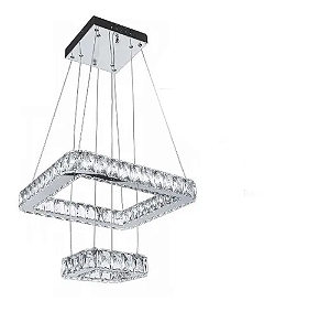 Pendente de Cristal 30×50CM 84W 3000K 4000K 6000K 4200LM com Controle Remoto Bivolt Metal e Cristal com Cabo de 1,5M
