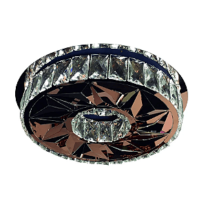 Plafon de Cristal Transparente 28cm 16W 6000K Bivolt Inox Cromado