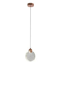 Pendente LED 13CM 5W 3000K Bivolt Metal e Cristal Rosê com Cabo de 1,5M