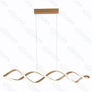 PENDENTE LED 15x103CM 56W 4200LM 3000K BIVOLT METAL DOURADO E SILICONE  CABO 1,5M