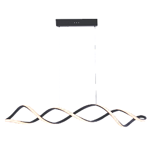 Pendente Espiral Led Metal Preto 103x15cm 56W 4200lm 3000K Bivolt com Silicone e Cabo de 1,5M