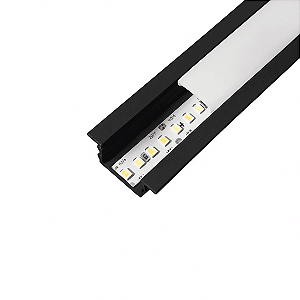 Perfil Slim com Led Acoplado de Embutir Preto 3000K - 2 Metros
