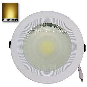 Luminária Painel COB LED 28W Embutir Redondo Branco Quente