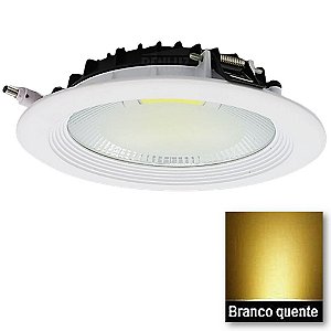 Luminária Painel COB LED de Embutir Redondo 30W Branco Quente
