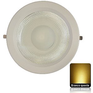 Luminária Painel Cob LED 50W Embutir Redondo Branco Quente