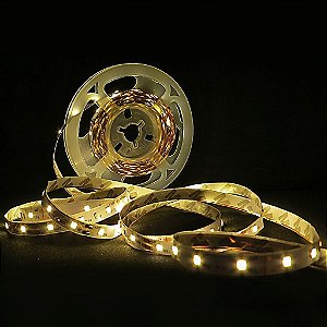 Fita LED SMD 3528 Branco Quente 5m 12V IP20 sem Silicone