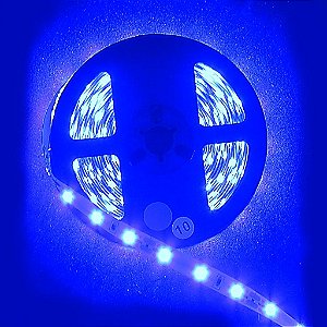 Fita LED SMD 3528 Azul 5 Metros 12V IP20 Sem Silicone