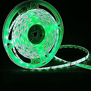 Fita LED 3528 Verde com Silicone IP65 12V - Rolo de 5 Metros