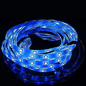 Fita LED 3528 Azul 12V com Silicone IP65 Rolo 5 Metros