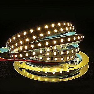 Fita LED 120 LEDs 3528 Branco Quente 5 Metros Sem Silicone