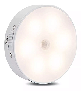 Luminária LED com Sensor de Presença USB Recarregável Branco Quente
