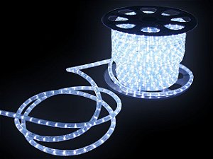 Mangueira LED Branco Frio 11mm 24 LEDs por Metro 220V Rolo de 100 Metros