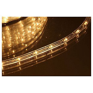 Mangueira de LED Redonda Branco Quente 12mm 30 LEDs por Metro 220V Rolo de 100 Metros