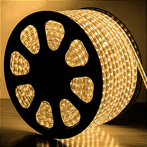 Mangueira LED Redonda Branco Quente 11mm 24 LEDs por Metro 220V (Rolo de 100 Metros)