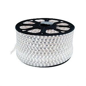 Mangueira Chata Led 5050 branca fria 60 Leds por metro 220V Rolo Com 100 metros