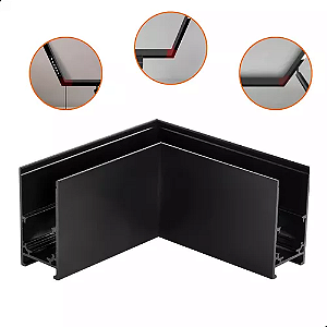 CONECTOR TRILHO L MAGNETICO PRETO