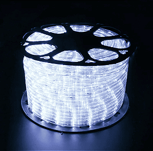 Mangueira LED Redonda Branca Fria 11mm 24 LEDs por Metro 220V (Rolo de 50 Metros)
