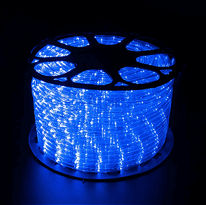 Mangueira de LED Redonda azul 11mm 24 LEDs por Metro 220V (Rolo de 50 Metros)