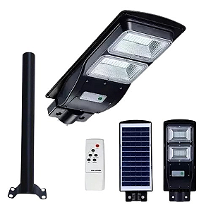Luminária Pública LED 100W para Poste com Placa Solar Acoplada (com mastro)