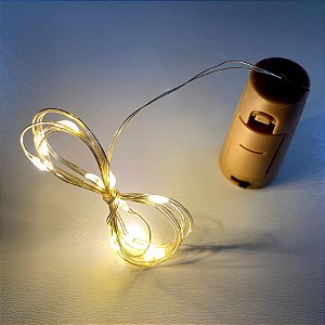 Kit com 1000 Fio de Fada Cordão Cobre Rolha 10LED 1M Colorido Fixo Bateria
