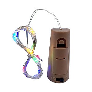 Kit com 1000 Fio de Fada Cordão Cobre Rolha 10 LED 1M Verde Fixo Bateria