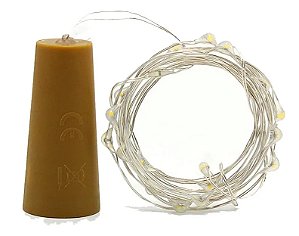 Kit com 1000 Fio de Fada Cordão Cobre 20 LEDS 2M Branco Quente Bateria