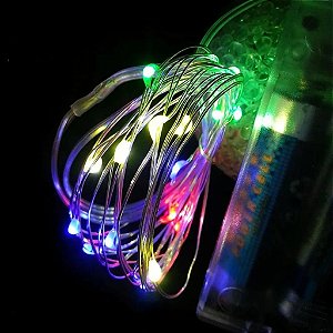 Kit com 200 Fio de fada Cordão Cobre 30 LED 3M Pilha AA Verde