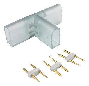 Conector Emenda T Tripla P/ Mangueira Led Neon 8x16mm