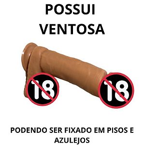 Penis Grande Grosso Macio Realista Com Ventosa e Testiculos 20,5cm X 5cm