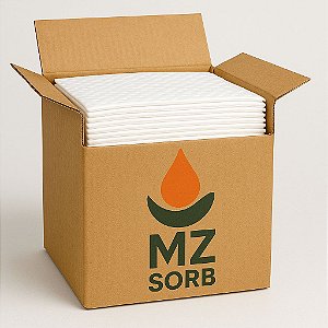 Kit com 100 Manta Absorvente de Óleo e Derivados Branca 40 cm X 50 cm x 2 mm