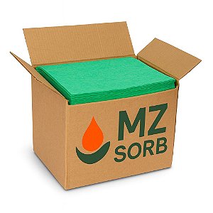 Kit com 50 Manta Absorvente de Quimicos em Geral Verde 40 cm X 50 cm x 2 mm