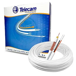 Cabo Para Câmeras Blindado RF 4mm Malha 80% Liga de Cobre + Bipolar Externo 100M - Telecam