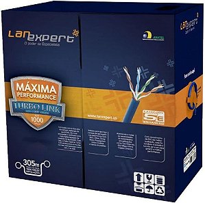 Cabo de Rede Bluecom EXPERT Turbolink CAT5E UTP Cobre Azul 305 Metros Interno ou Externo