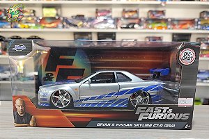 Miniatura Nissan Skyline GT-R 2002 - Velozes e Furiosos - Jada Toys - Escala 1/24