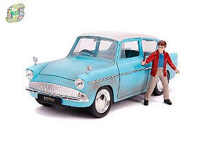 Miniatura Ford Anglia 1959 - Harry Potter - com Boneco - Jada Toys - Escala 1/24